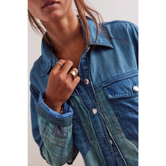 Free People We The Free Heritage Quilted Shirt Jacket - Picture 3 of 8